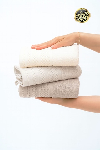 Softure 3 Lü El Yüz Havlusu Günlük Kullanım 50x90 Cm Yumuşak, Dayanıklı Bej Tonlar Bej Tonlar