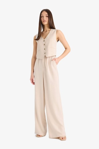 DeFacto Wide Leg Keten Karışımlı Pantolon Normal Bel Geniş Paça Cepli Fermuarlı Standart Boy E6210AX25SPBG286