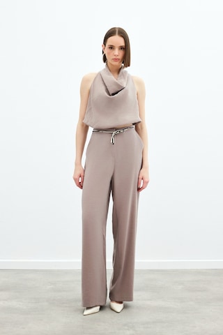 Sateen Örgü Kemerli Pantolon - Vizon-136167 Vizon