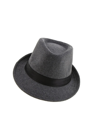 El Yapımı Doğal Yün Keçe Klasik Tasarım Şapka Yapısal Ve Şık Gri