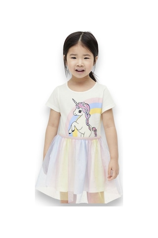 Unicorn Kız Çocuk Tüllü Elbise St08976 Beyaz