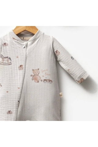 Bubbless Racer Bear Erkek Bebek Fermuarlı Tulum Gri