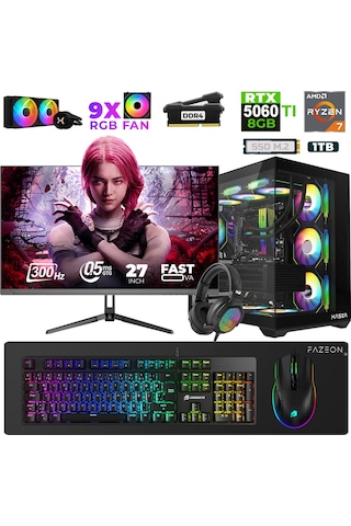 Xaser Star X110 R7-5700X 32 GB 1 TB M.2 NVMe SSD 8 GB RTX5060Ti 27" Free Dos Dizüstü Bilgisayar
