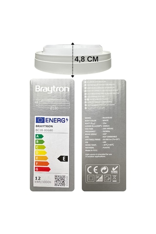 10 Adet Braytron 12w Beyaz, Günışığı, Sarı Işık Ayarlanabilir Dış Mekan Sıva Üstü Led Armatür Beyaz-günışığı-sarı Çok Renkli