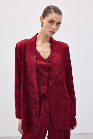 Sateen Jakarlı Uzun Ceket - Bordo-136769 Bordo