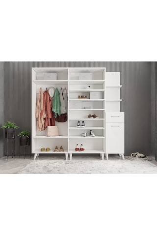 Begonya Portmanto Vestiyer Beyaz -225 cm