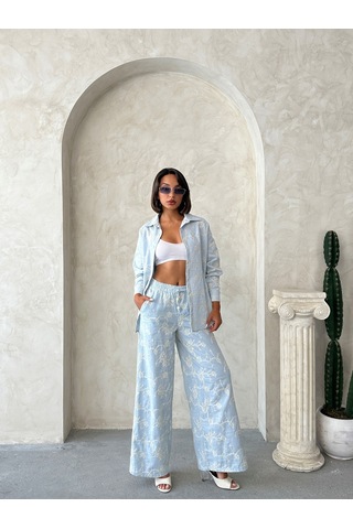 Verymoda Süzüne Nakışlı Pantolon F1927 Mavi