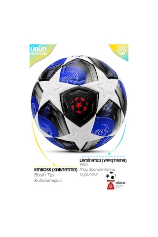 Pro-serisi Futbol Topu Şampiyonlar Ligi Lazer Kesim Pompa Dahil Halı Saha Maç Futbol Topu Mavi 520