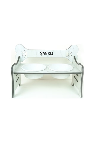 Realwood Suya Dayanıklı Özel İsimli Seramik Kase Kedi Köpek Mama Stantı