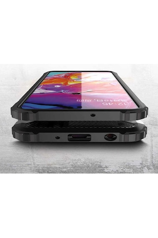 Noktaks - Samsung Galaxy Uyumlu A51 - Kılıf Çift Katman Zırh Tank Crash Military Kapak - Mavi