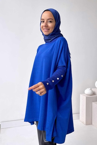 Oversize Merserize Tunik - Saks Mavi Saks Mavi