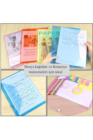 A4 Çıtçıtlı Kırmızı Şeffaf Renkli Zarf Dosya 1 Adet Artlantis Çıt