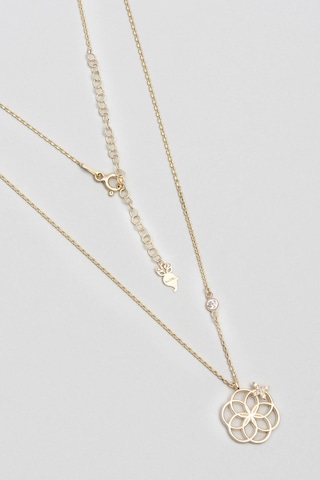 Yaşam Çiçeği 18 Ayar Sarı Altın Kaplama 47 Cm Gümüş Anne Kolyesi