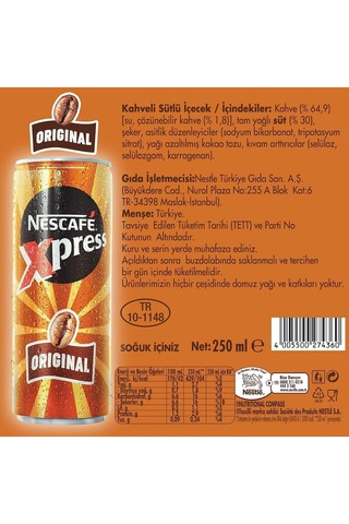 Nescafe Xpress Original Soğuk Kahve - 12 Adet 250 Ml Diğer