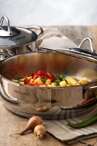 Emsan Cemre İndüksiyon Tabanlı 8 Parça Çelik Tencere Seti Inox