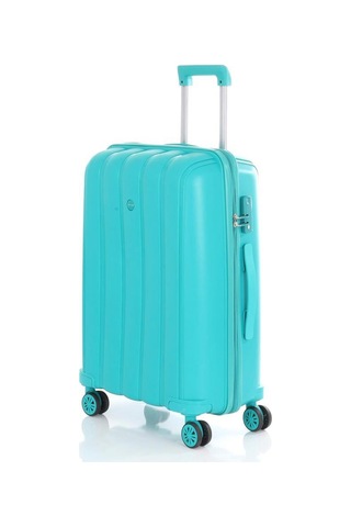 Mçs Bavul Orta Ve Kabin 2li Set Kırılmaz Silikon Valiz V305 Camgöbeği Cam Göbeği