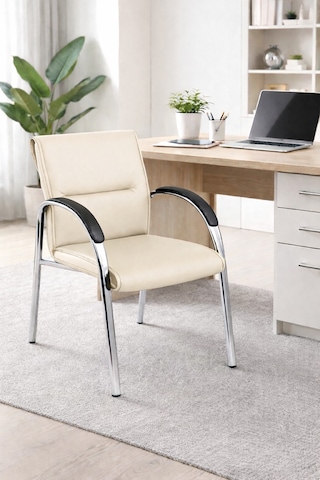 Ofis Misafir Bekleme Koltuğu Büro Sandalyesi Büro Koltuğu Krem