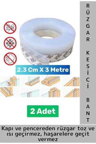Premium Kapı Altı Pencere Rüzgar Toz Isı Böcek Haşere Önleyen Rüzgar Kesici Bant 3 Metre 2 Adet