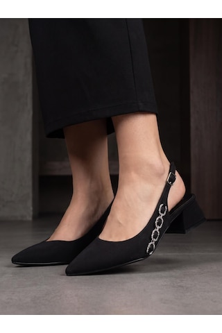 Nesil Shoes Peri 3668 Siyah Saten Kadın Sandalet