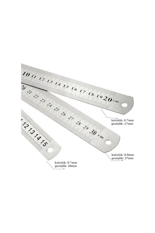 Çelik Cetvel 30cm Gri