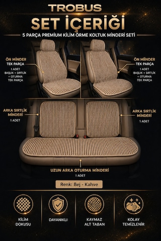 Byd Seal U Dm-i 2024+ Üniversal Premium Örme 5 Parça Minder Terletmez Kaymaz Taban Bej
