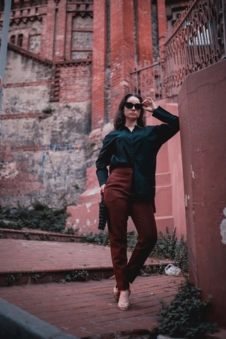 Kadın Geniş Manşetli Uzun Kol Gömlek Frn1112 Siyah