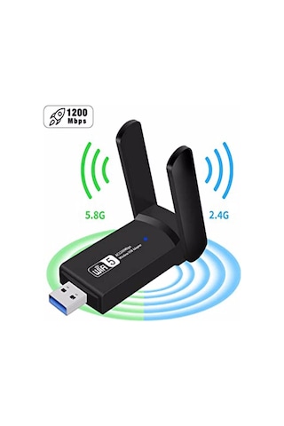 Usb 3.0 1200mbps Wifi Alıcı Adaptörü Çift Bantlı 5ghz 2.4ghz 802.11ac Wifi Anten Dongle Ağ Kartı