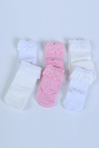Pamuklu 6'lı Yenidoğan Melek Kanatlı Bebek Çorap Pembe