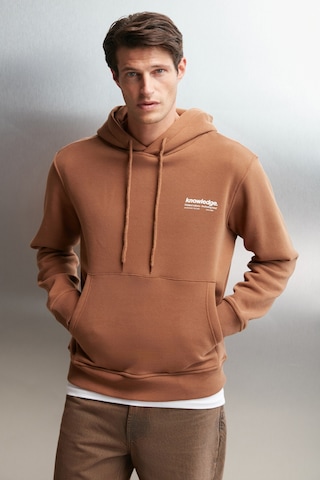 Grimelange Martel Erkek Yumuşacık Içi Polarlı Baskılı Regular Kordonlu Açık Kahverengi Sweatshirt