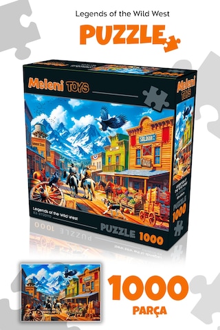 1000 Parça Legends Of The Wild West Puzzle - Vahşi Batı Kasabası Yapboz 68x48 Cm