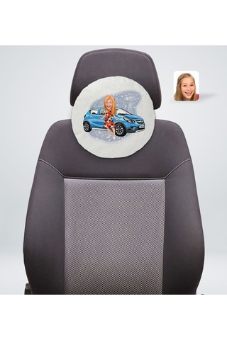 Kişiye Özel Plakalı Kadın Opel Mokka Karikatürlü Yuvarlak Araç Ko (503989052)