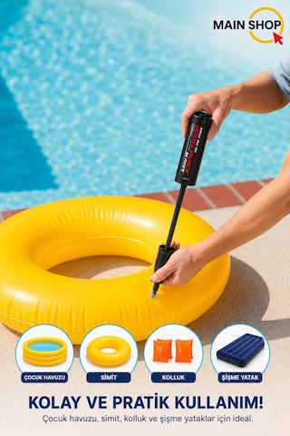 Mainshop Intex Double Quick Mini El Pompası 29 Cm - Şişme Yatak Havuz Simit Kolluk Pompası M-69613