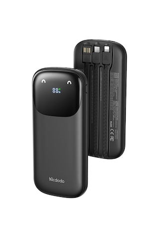 Mcdodo Mc-8520 10000mah 22.5w Pd Qc Hızlı Şarj Dijital Göstergeli Çoklu Kablolu Powerbank Siyah