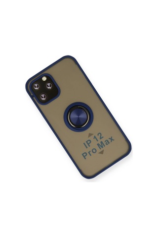 Newface Apple iPhone Uyumlu 12 Pro Kılıf Montreal Yüzüklü Silikon Kapak Semeglbl - 11 - Lacivert