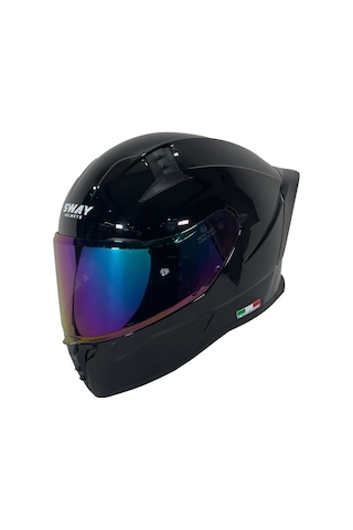 Kask Sway Sw 869 Parlak Black Siyah Camlı Parlak Siyah