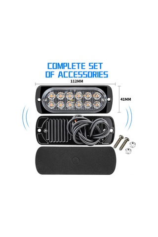 Dofolink 4 Adet Sarı 12 Ledli Frenleyici, Araç Acil Uyarı Işıkları, 18 Flaş Modu, Ip67 Su Geçirmez, 12-24v Dc Siyah