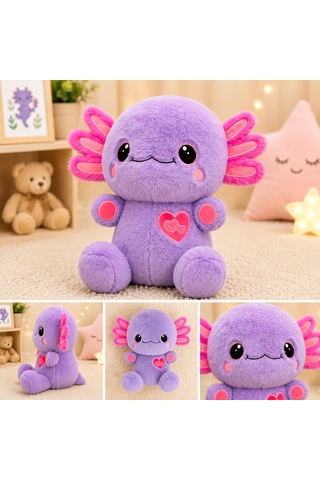 Aksolotl Peluş 35 Cm Açık Mor