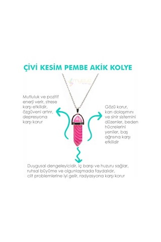 Mystic Energy Doğal Taş Pembe Akik Ister Kolye Ister Anahtarlık Bronz