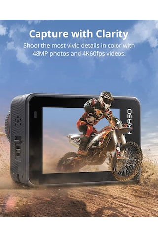 Akaso Brave 8 Aksiyon Kamerası, 4k60 Fps 48 Mp Wifi Su Altı Kamerası, Supersmooth Sabitleme, Dokunmatik Ekran, 150
