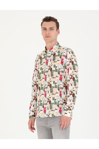 Pierre Cardin Erkek Haki Desenli Gömlek 50265034-vr027 Haki