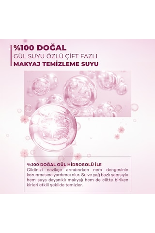 Dermokil %100 Doğal Gül Suyu Çift Fazlı Makyaj Temizleyici 150 Ml