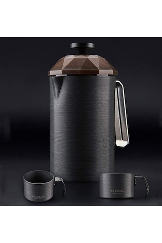 Alocs Paslanmaz Çelik French Press 600 Ml Gri