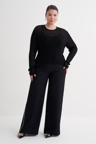 Transparan İnce Triko Bluz-6282 Siyah