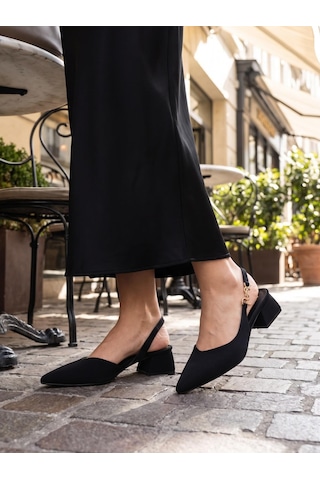 Nesilshoes Nesil Shoes Peri 3655 Siyah Saten Kadın Sandalet