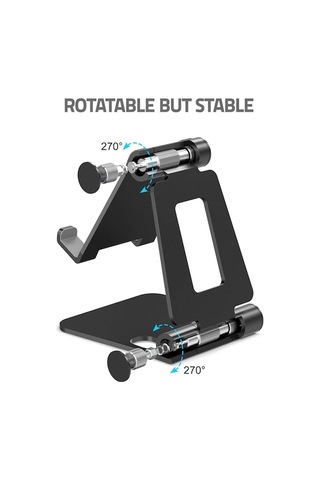 Sandwich Alüminyum Z20 Ev & Masaüstü Telefon/tablet Tutucu: 270 Döner, Çift Katlanabilir, Hafif, Dayanıklı, Gümüş Renk