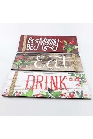 Novahub Adet Noel Ahşap Ev İşaretleri Be Merry & Eat & Drink Desenli Mutlu Noeller Ön Kapı İşaretleri Duvar Noel Partisi Dekorasyonu İçin, Ahşap Noel İşaretleri