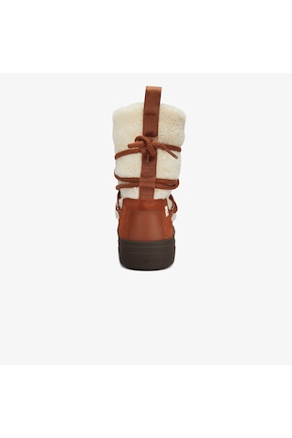 Tommy Hilfiger Lace-up Faux Shearling Kadın Kahverengi Bot Düz Fw0fw08252 Kahverengi