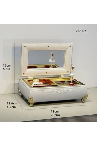 Willowhaven Vintage Müzikli Mücevher Kutusu Beyaz Plastik Dans Eden Kız Desenli
