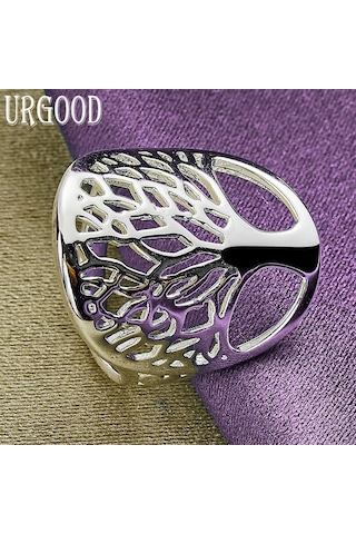 925 Ayar Gümüş Hayat Ağacı İçi Boş Yüzük Moda Takı 10