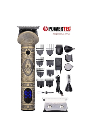 Powertec TR-1000 Tıraş Makinesi 6in1 Saç Sakal Vücut Kulak Burun Erkek Bakım Kiti